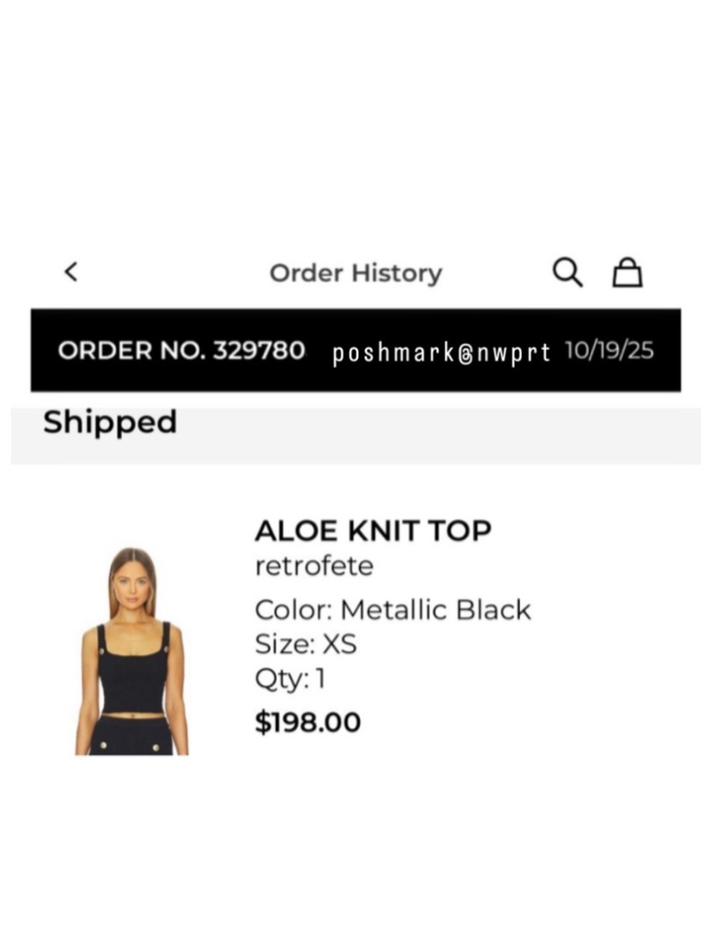 RETROFETE Aloe Knit Tank Top Crop Shirt Metallic Black XS - Picture 14 of 15